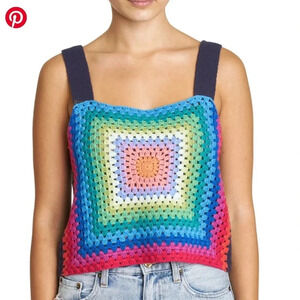 NWT!! Pistola - VIVIENNE CROCHET SWEATER TANK IN NAVY RAINBOW - Size Medium